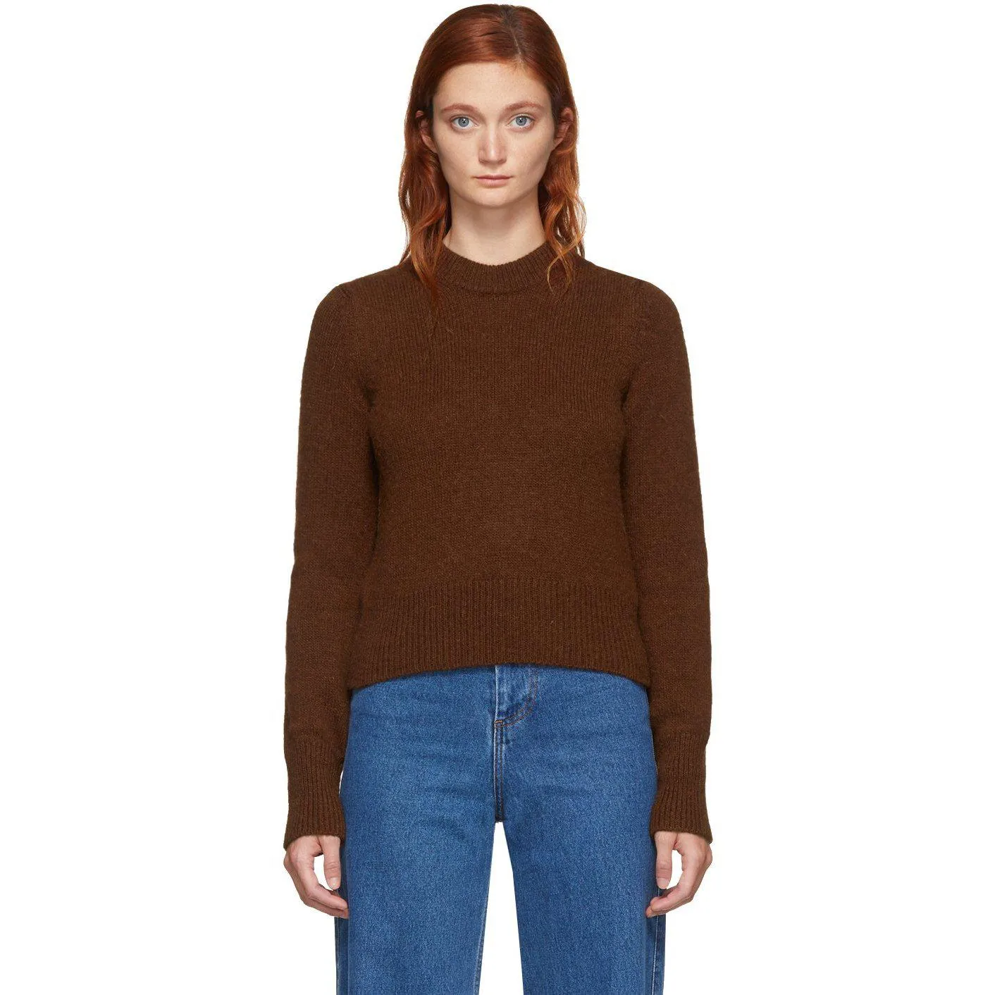 AMI Alexandre Mattiussi Brown Alpaca Pullover Sweater