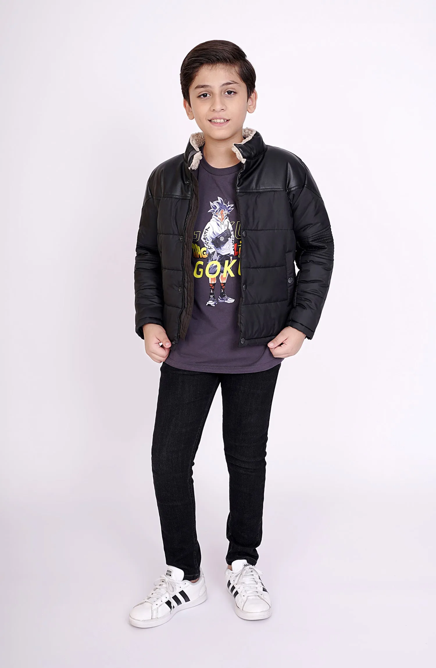Boys Mock Neck Biker Jacket