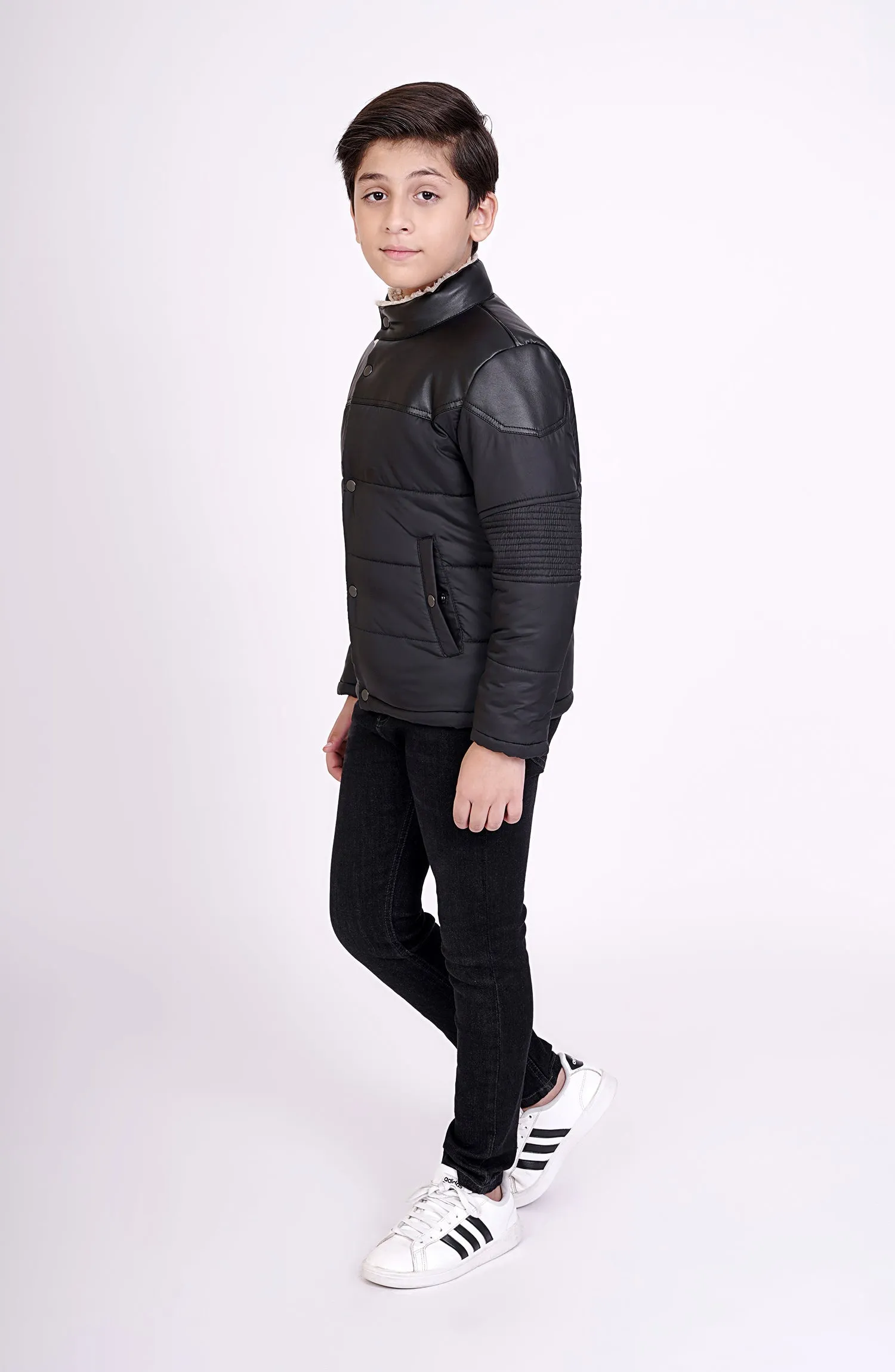 Boys Mock Neck Biker Jacket