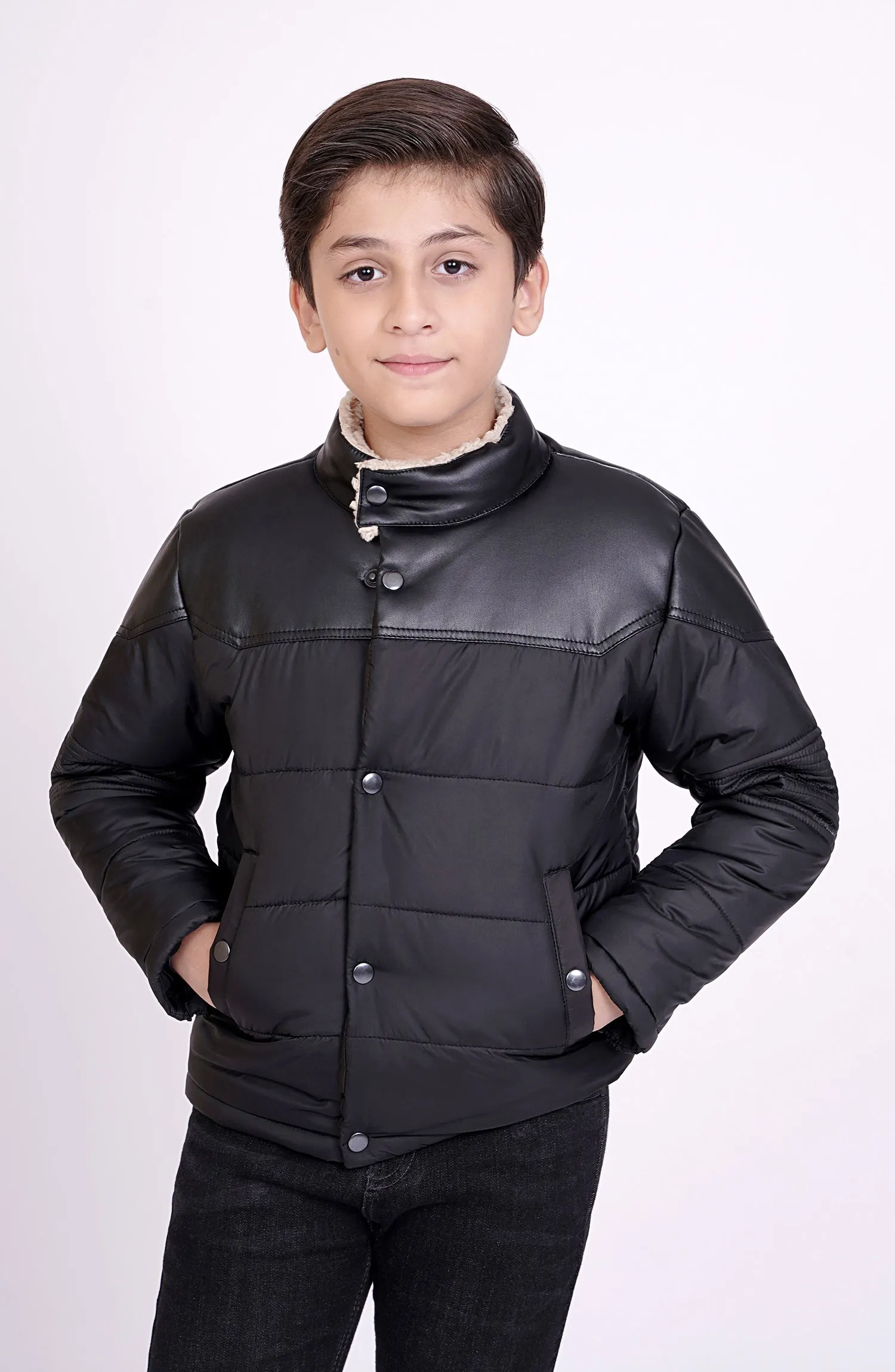 Boys Mock Neck Biker Jacket