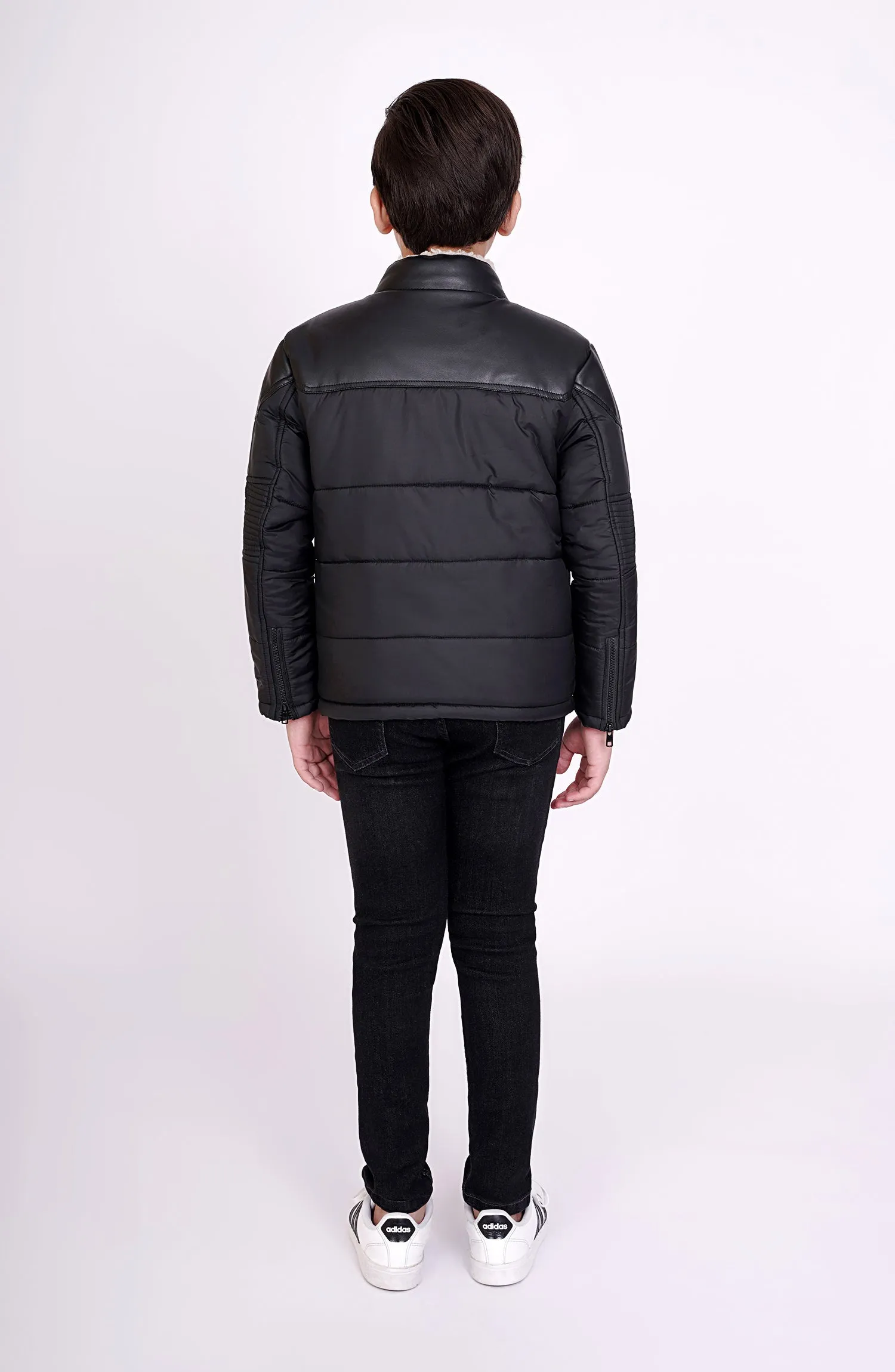 Boys Mock Neck Biker Jacket