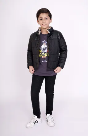 Boys Mock Neck Biker Jacket