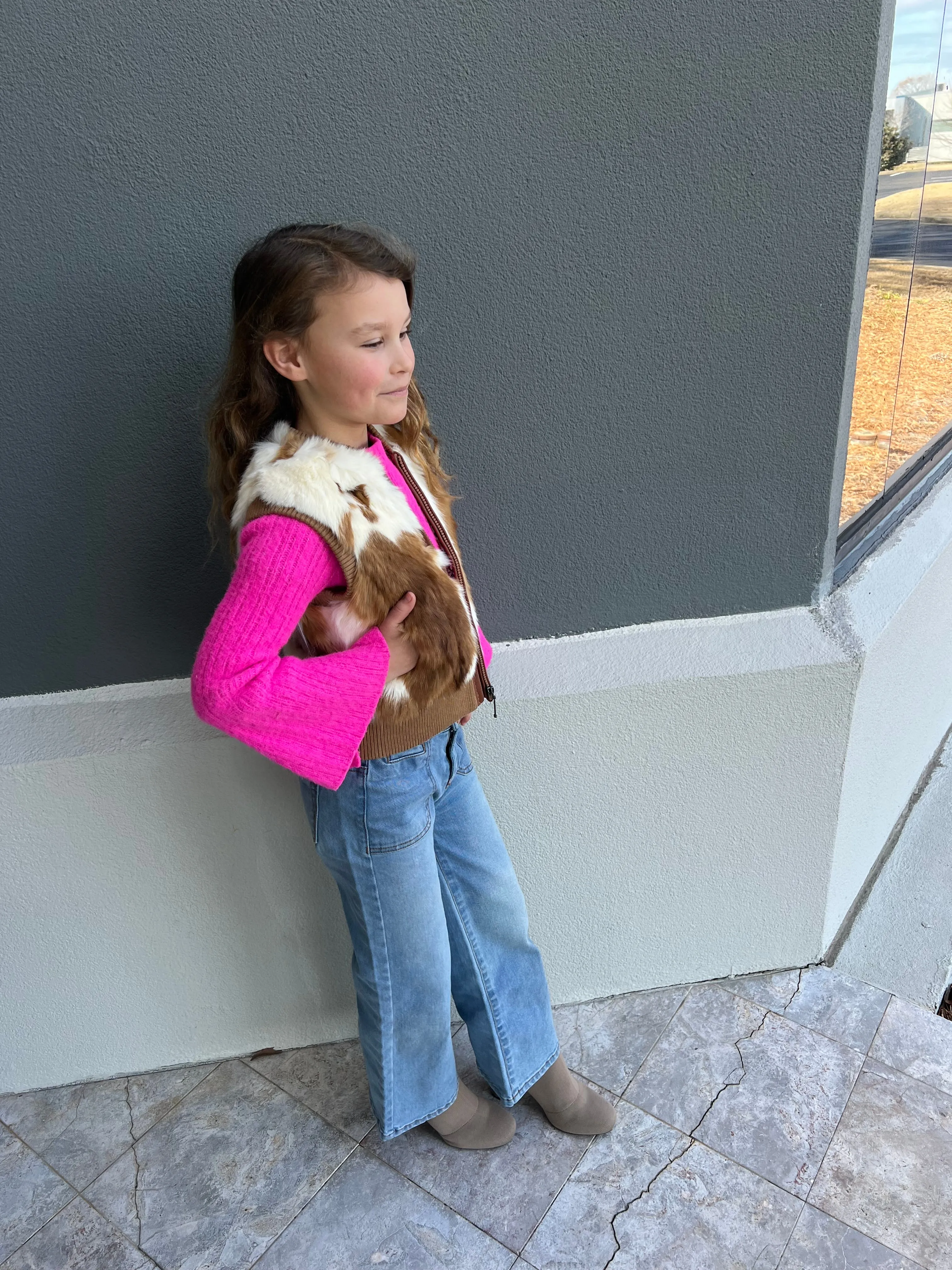 Children's Natural Tan Rabbit Fur Vest
