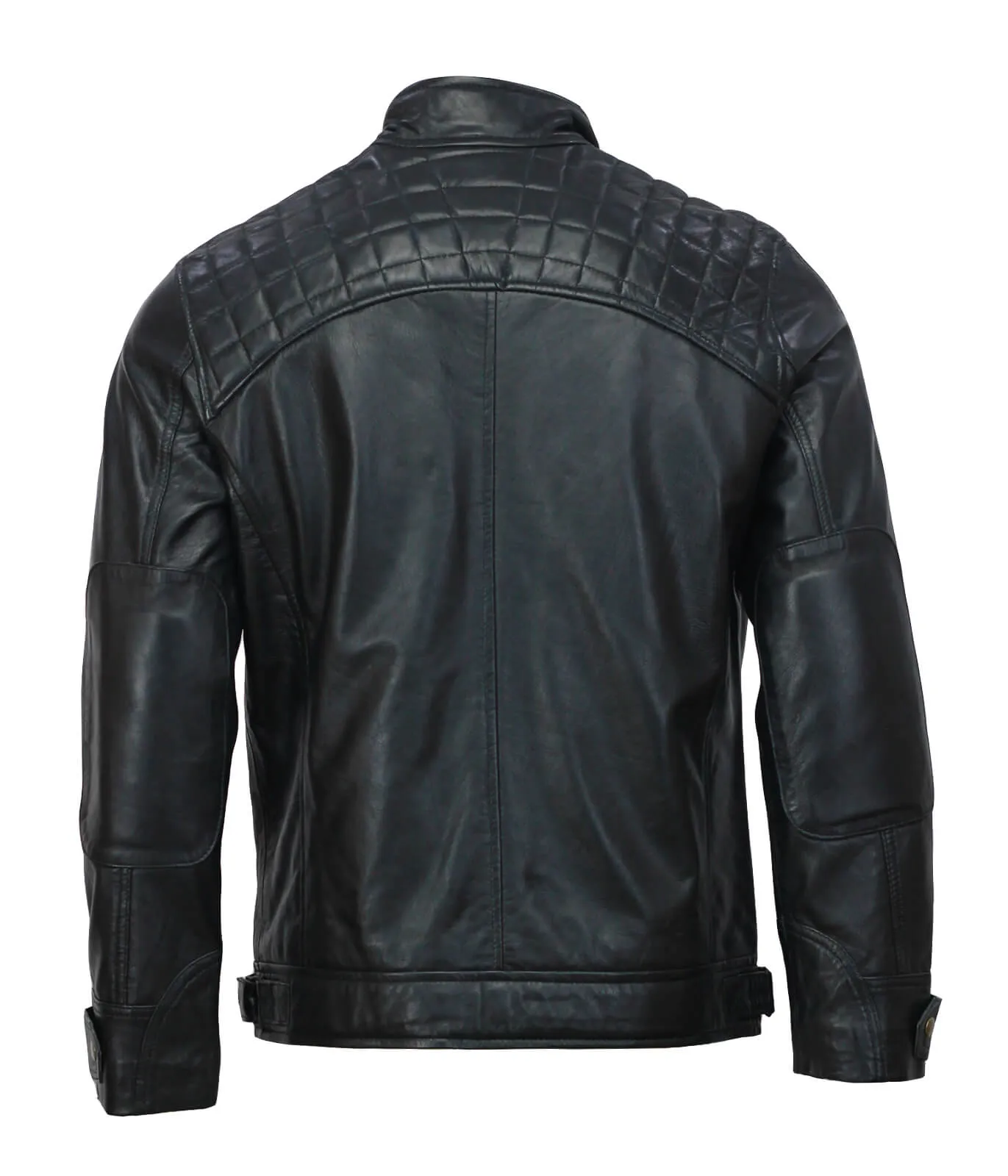 Men’s Black Quilted Moto Biker Leather Jacket