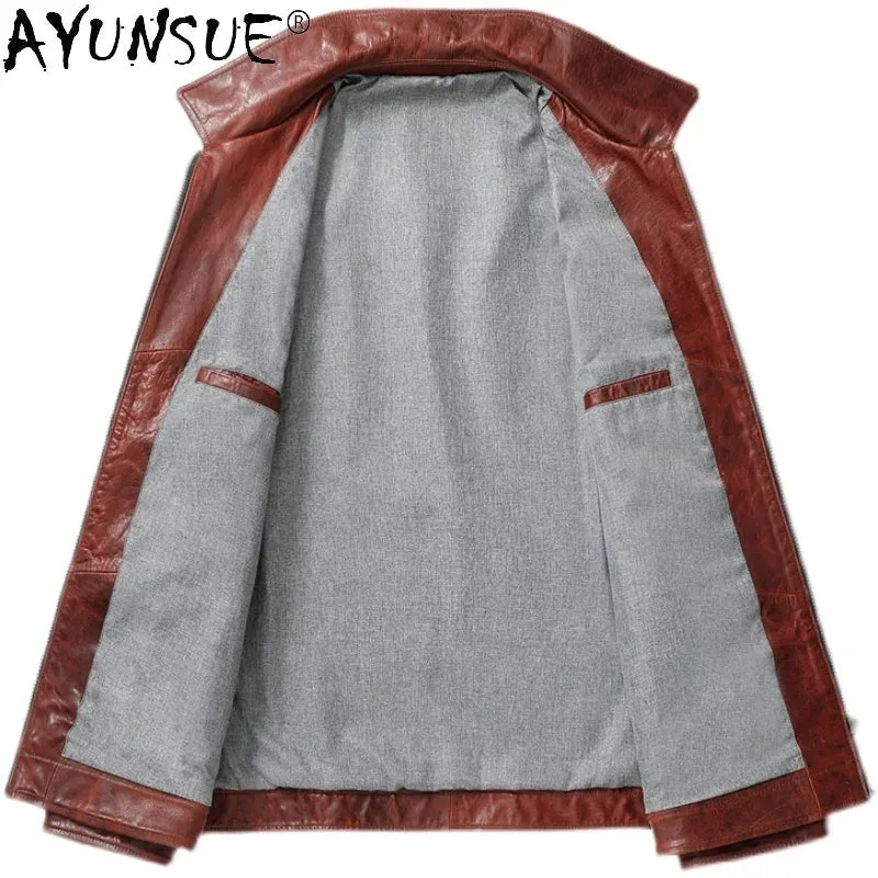 Real Sheepskin Coat Men Genuine Leather Jacket Streetwear