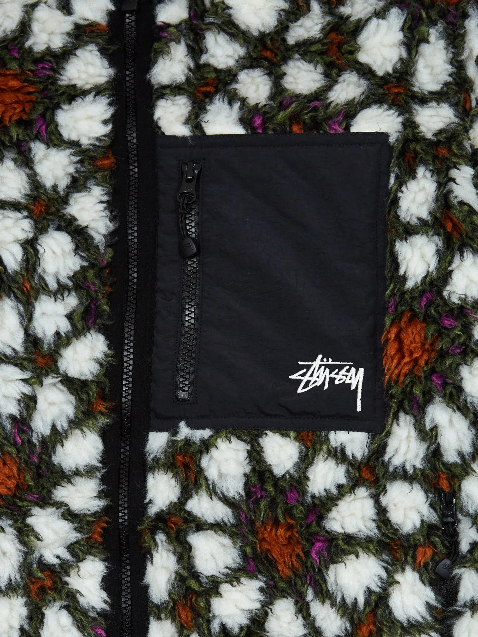 Stussy Pattern Sherpa Jacket - Natural