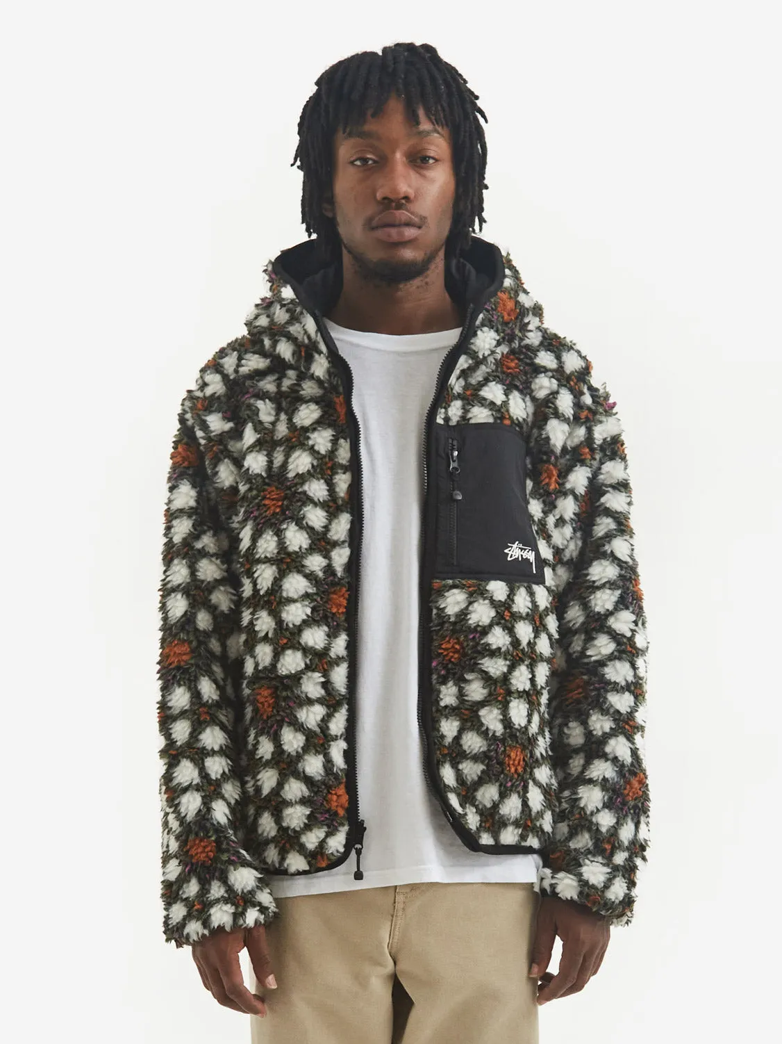 Stussy Pattern Sherpa Jacket - Natural