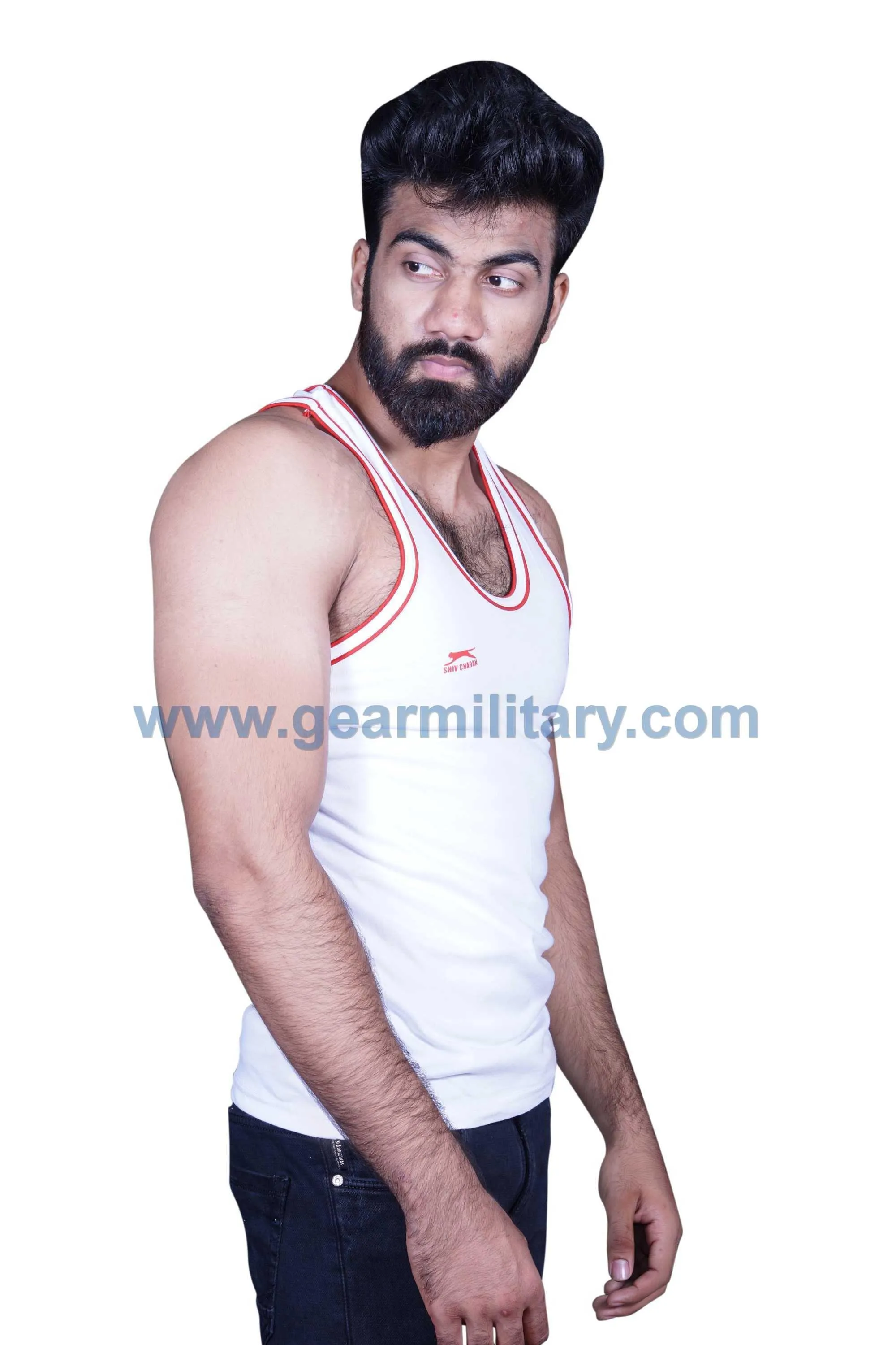 White Red PTI Nylon Sando