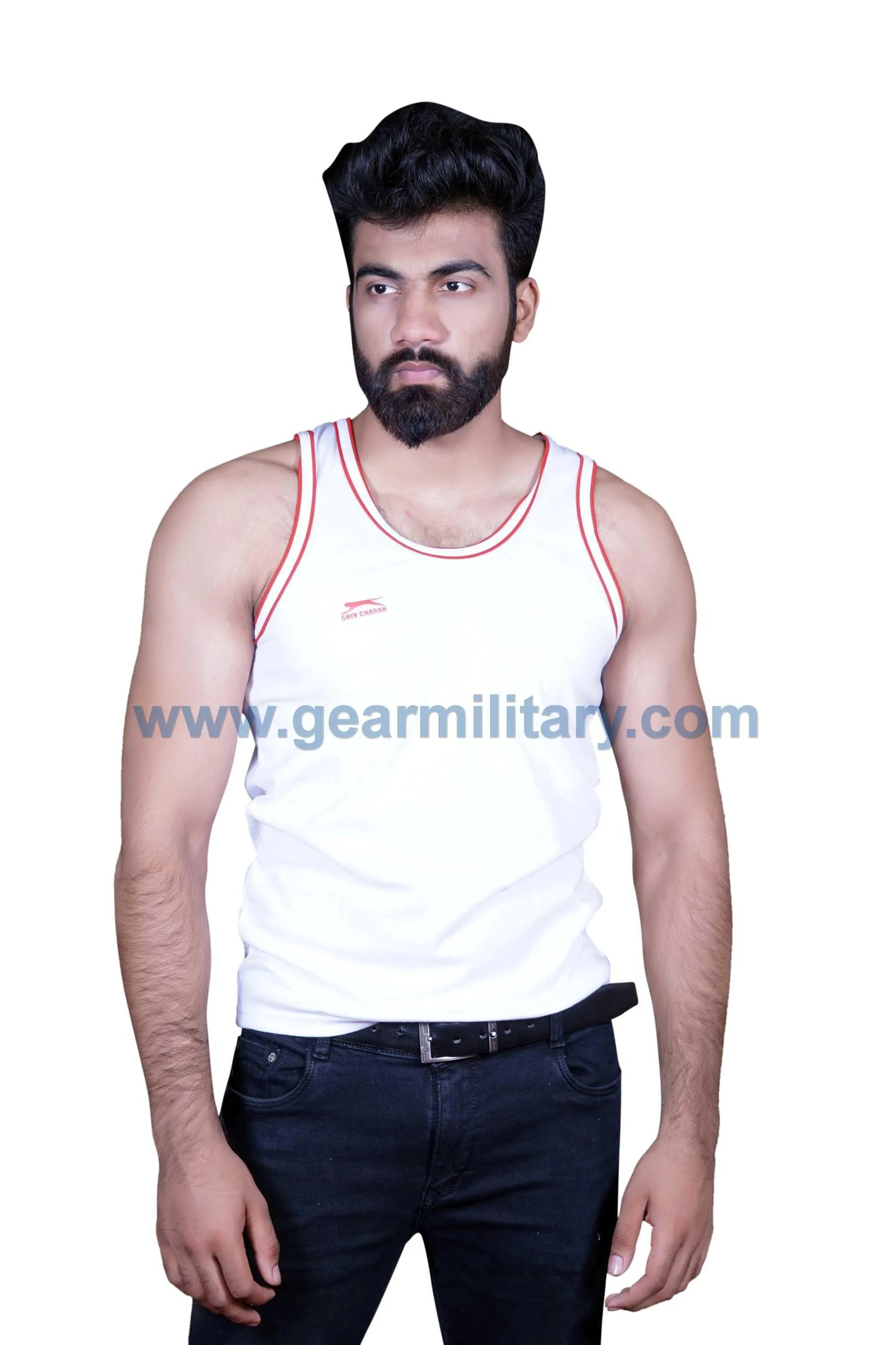 White Red PTI Nylon Sando