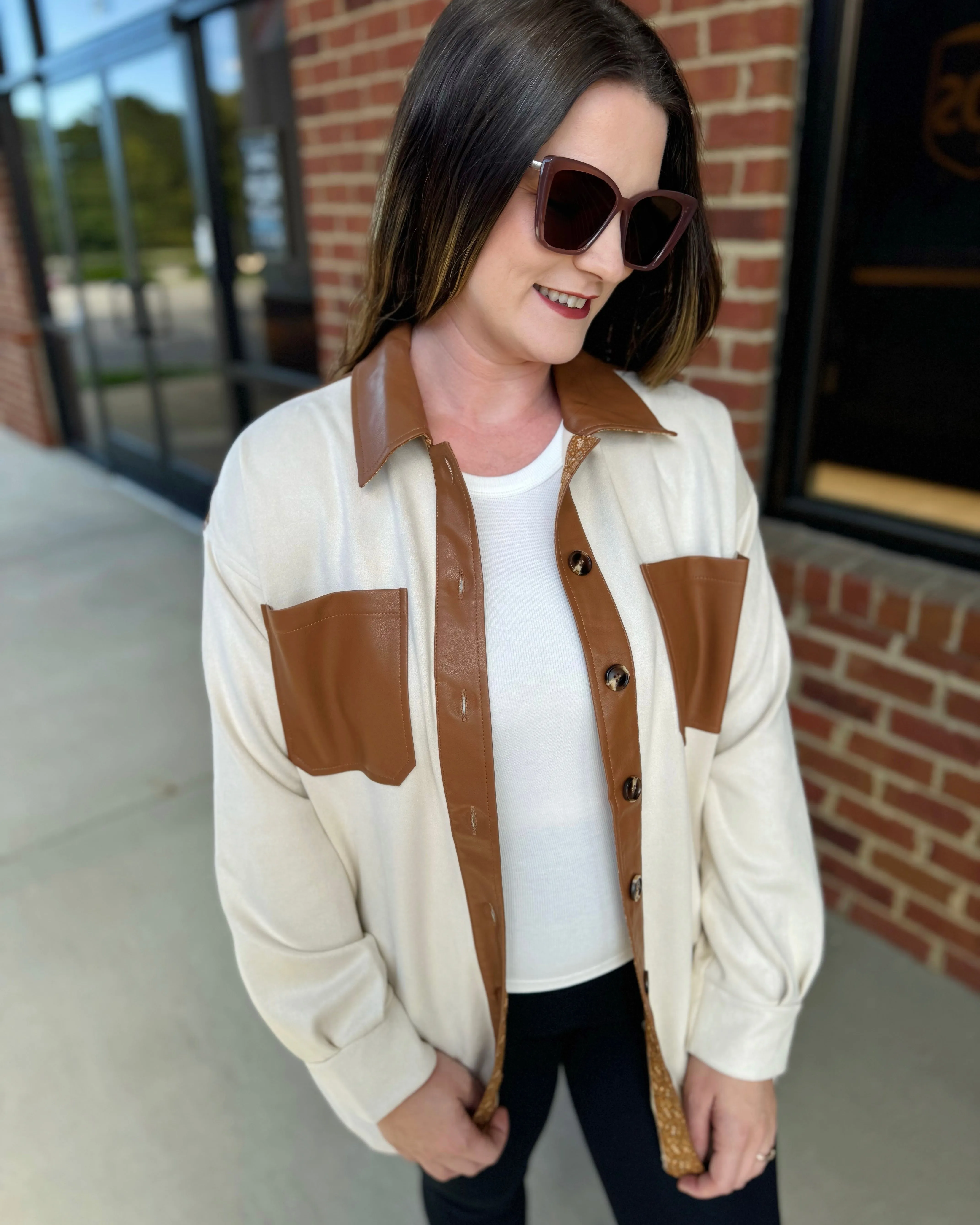 Whitney Shacket in Ecru FINAL SALE